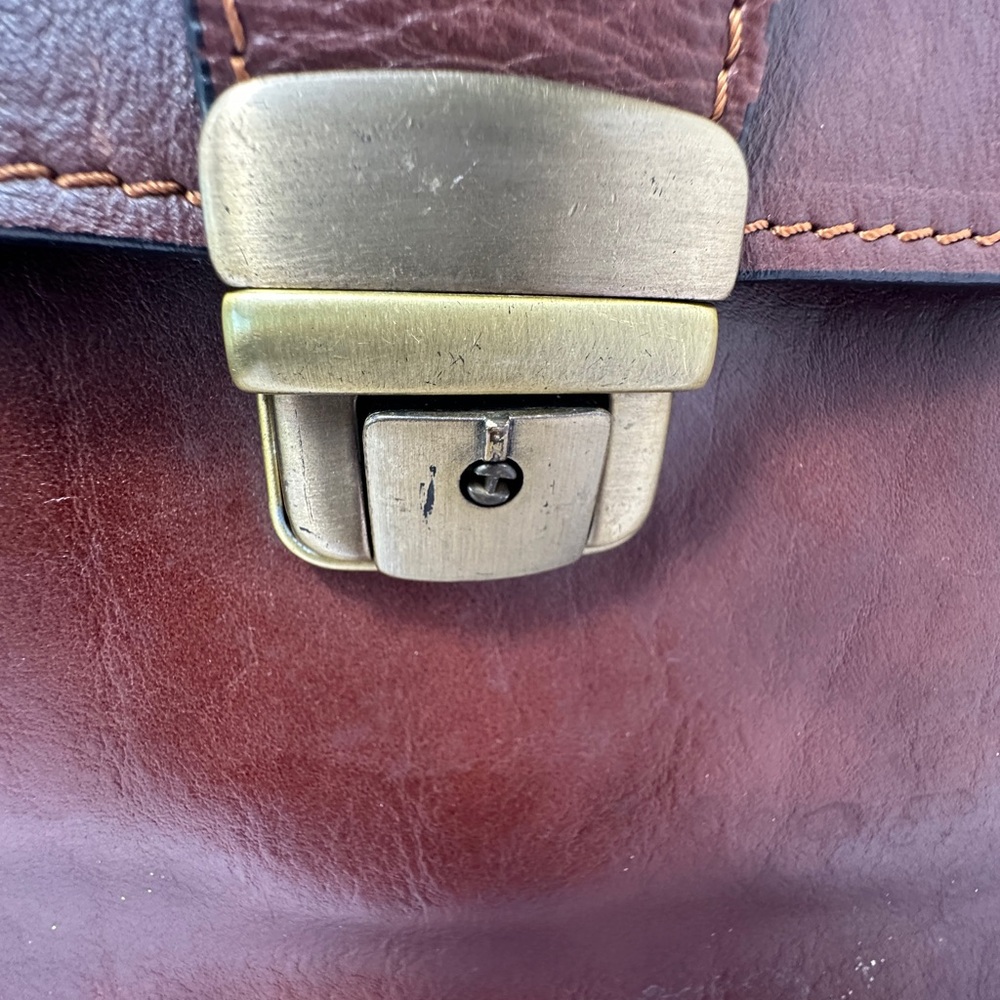 Vintage Old Angler Firenze Italian Leather Briefcase Messenger Bag Brown Laptop - Picture 6 of 13